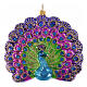 Peacock with open tail, blown glass ornament for Christmas tree, 4 in s1