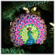 Peacock with open tail, blown glass ornament for Christmas tree, 4 in s2