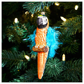 Ornamento vetro soffiato albero di Natale pappagallo altezza 15 cm