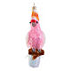 Cacatua rosa decorazione natalizia vetro soffiato altezza 13 cm s1