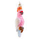 Cacatua rosa decorazione natalizia vetro soffiato altezza 13 cm s5