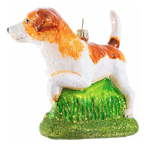 Jack Russell Terrier, Christmas ornament, blown glass, 4 in 4