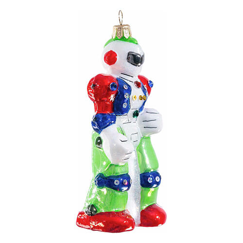 Toy robot, Christmas tree decoration of blown glass, h 5 in 4