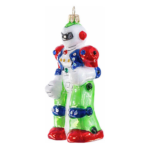 Giocattolo robot decorazione Natale vetro soffiato altezza 12 cm 3