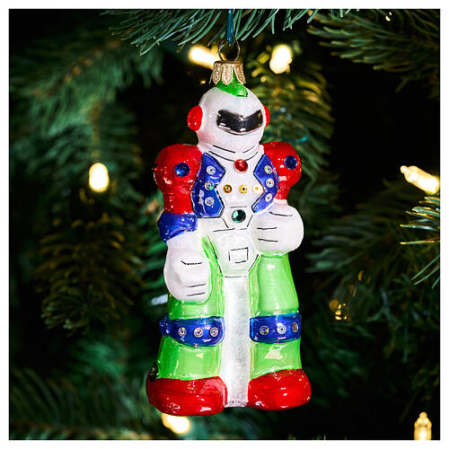 Robot blown glass Christmas tree ornament, height 12 cm 2