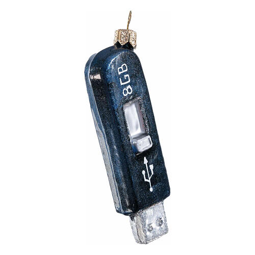 USB-Stick, Weihnachtsbaumschmuck aus mundgeblasenem Glas, 8 cm Höhe 4