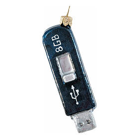 Clé USB verre soufflé décoration sapin Noël h 8 cm