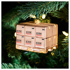 Decorazione Natale vetro soffiato pallet altezza 8 cm