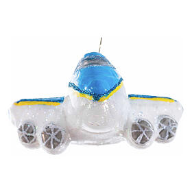 Flugzeug, Weihnachtsbaumschmuck aus mundgeblasenem Glas, 10 cm Höhe