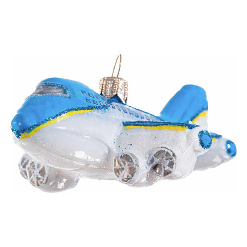 Samolot dekoracja choinkowa z dmuchanego szkła, wysokość 10 cm 3
