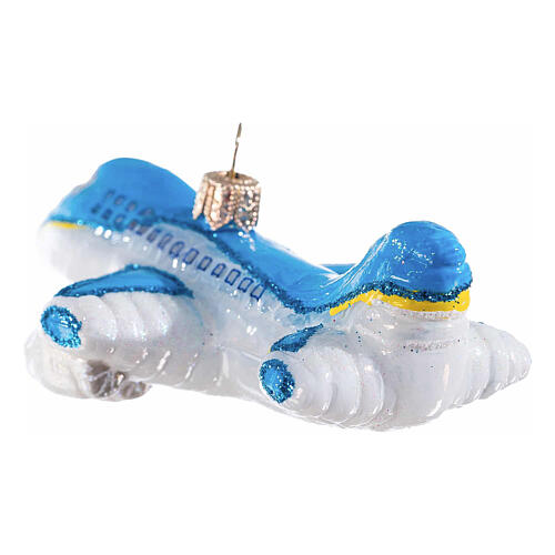 Samolot dekoracja choinkowa z dmuchanego szkła, wysokość 10 cm 5