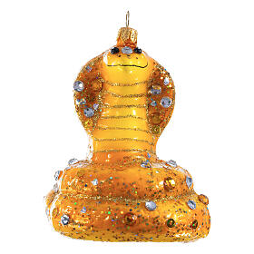 Decoro serpente cobra albero Natale vetro soffiato altezza 8 cm