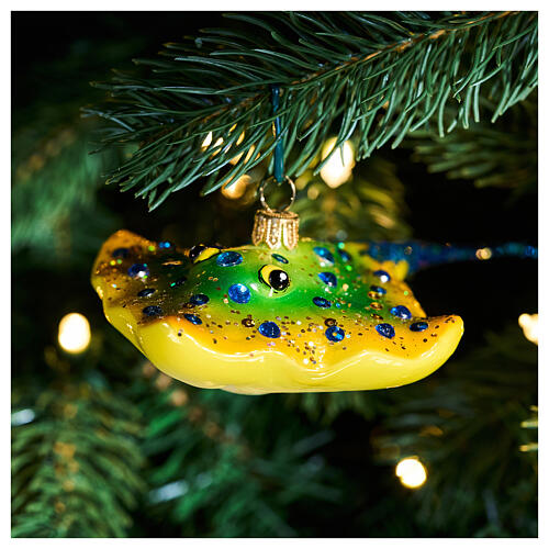 Stingray blown glass Christmas tree ornament, height 13 cm 2