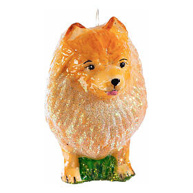 Pomeranian Christmas tree ornament in blown glass, height 8.5 cm