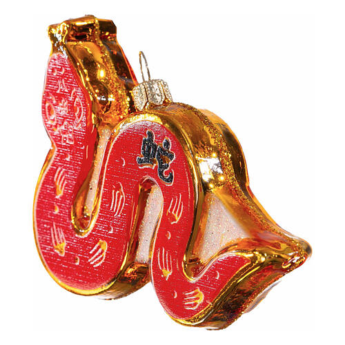 Ornamento vetro soffiato albero Natale serpente cinese altezza 9 cm 4