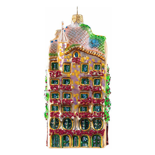 Gaudì Haus Barcelona, Weihnachtsbaumschmuck aus mundgeblasenem Glas, 11,5 cm Höhe 1