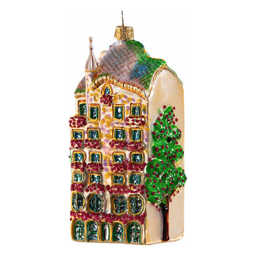 Gaudì Haus Barcelona, Weihnachtsbaumschmuck aus mundgeblasenem Glas, 11,5 cm Höhe 3