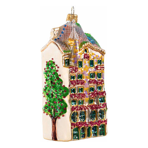 Casa Gaudì Barcellona addobbo vetro soffiato albero altezza 11,5 cm 4