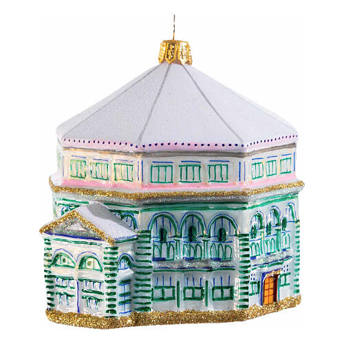 Florence Baptistery Christmas tree ornament in blown glass, height 10 cm 3