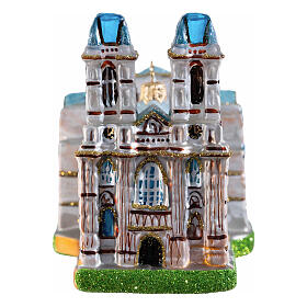 Christmas tree decoration: Westminster Abbey, blown glass, h 5 in