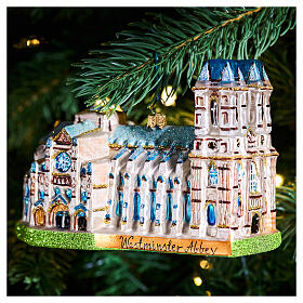 Christmas tree decoration: Westminster Abbey, blown glass, h 5 in