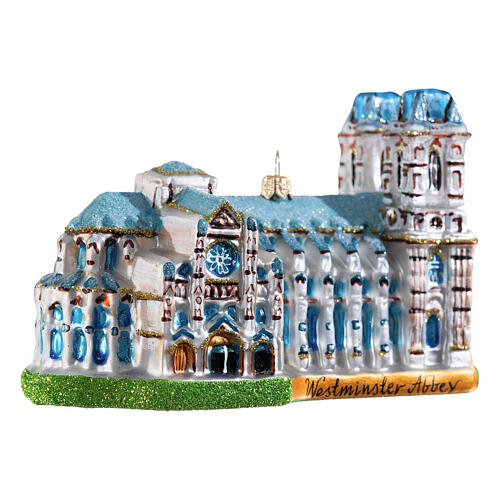 Abbazia Westminster decoro albero Natale vetro soffiato altezza 14 cm 3