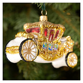 Carrosse Famille Royale décoration Noël verre soufflé h 12 cm