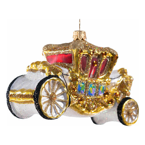 Carrosse Famille Royale décoration Noël verre soufflé h 12 cm 3