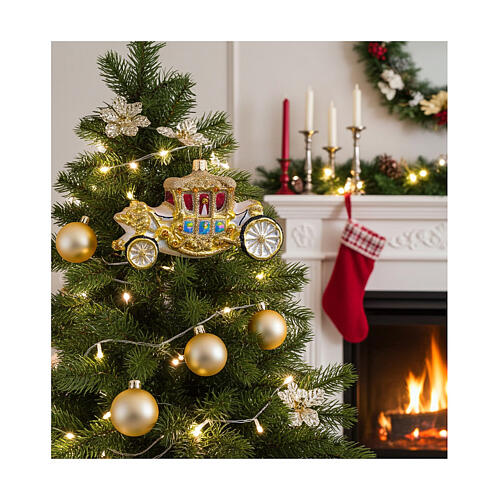 Carrosse Famille Royale décoration Noël verre soufflé h 12 cm 4