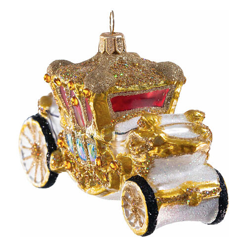 Carrozza Famiglia Reale decorazione natalizia vetro soffiato altezza 12 cm 5