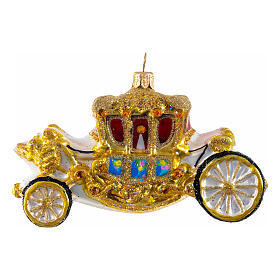 Royal Family carriage Christmas tree ornament in blown glass height 12 cm