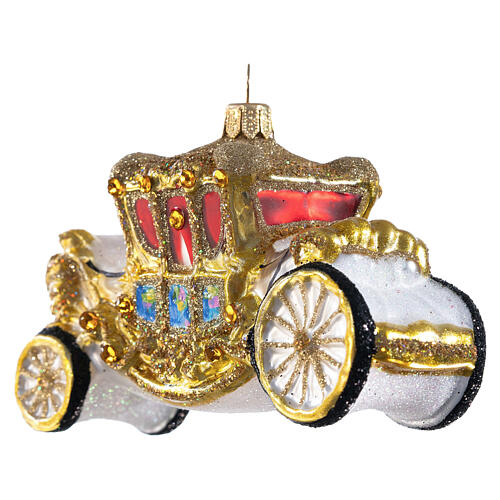 Royal Family carriage Christmas tree ornament in blown glass height 12 cm 5