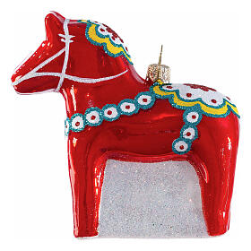 Christmas tree decoration: Dalecarlian horse, blown glass, h 3.5 in