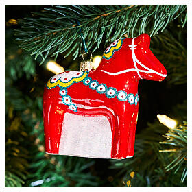 Christmas tree decoration: Dalecarlian horse, blown glass, h 3.5 in