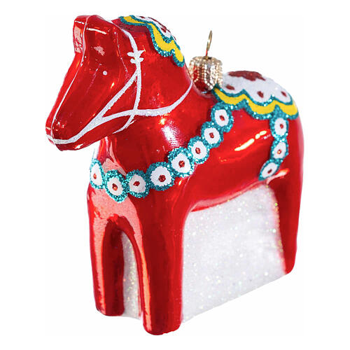 Christmas tree decoration: Dalecarlian horse, blown glass, h 3.5 in 3