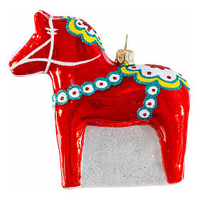 Dala horse Christmas tree ornament in blown glass height 9 cm