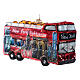 Blown glass Christmas tree ornament NYC city tour bus, height 11 cm s6