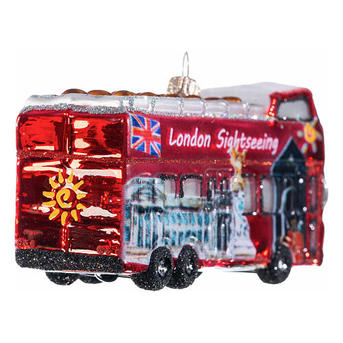 Christmas tree decoration: London city tour bus, blown glass, h 4 in 7