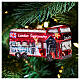 London tour bus Christmas tree ornament in blown glass, height 11 cm s2