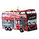 London tour bus Christmas tree ornament in blown glass, height 11 cm s4