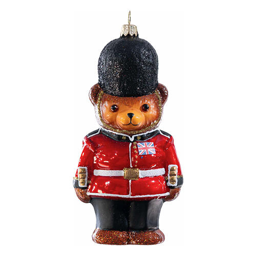 Christmas tree decoration: Teddy Bear as London gard, blown glass, h 5 in 1