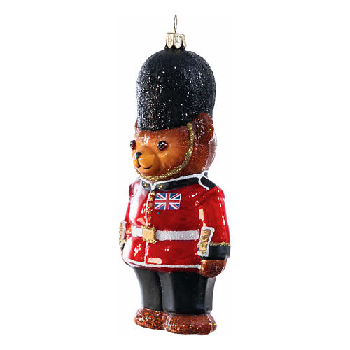 Christmas tree decoration: Teddy Bear as London gard, blown glass, h 5 in 3