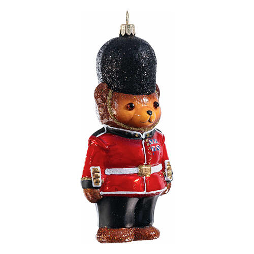 Christmas tree decoration: Teddy Bear as London gard, blown glass, h 5 in 4