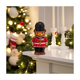 Osito de peluche guardia londinense decoración vidrio soplado árbol Navidad altura 14 cm