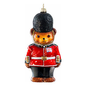 Teddy Bear London guard blown glass Christmas tree ornament height 14 cm