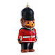 Teddy Bear London guard blown glass Christmas tree ornament height 14 cm s4