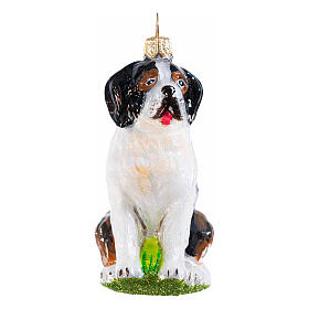 Christmas tree decoration: Saint Bernard dog, blown glass, h 3 in