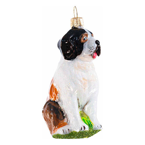 Christmas tree decoration: Saint Bernard dog, blown glass, h 3 in 3