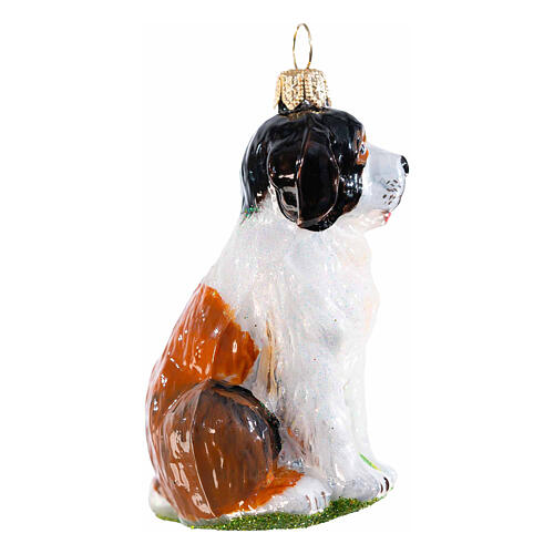 Christmas tree decoration: Saint Bernard dog, blown glass, h 3 in 5