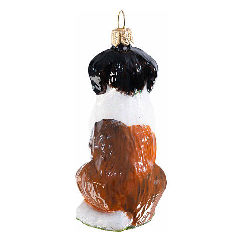 Christmas tree decoration: Saint Bernard dog, blown glass, h 3 in 6